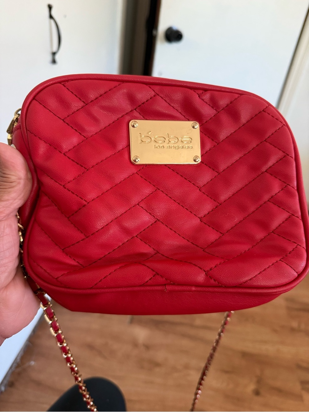 bebe Quilted Crossbody Bag in Red